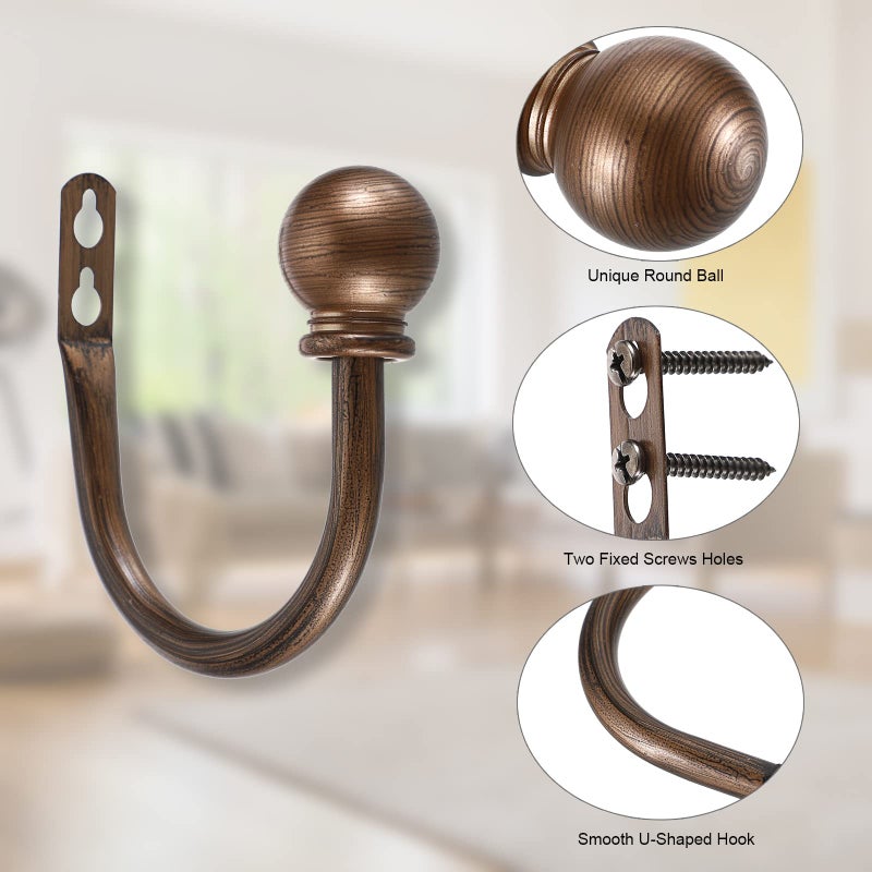 Sumnacon Set of 2 Decorative Curtain Holdbacks, Wall Mounted Aluminum Alloy Window Drapery Tiebacks for Bedroom, Livingroom Office Come with Screws, Red Bronze - Image 2